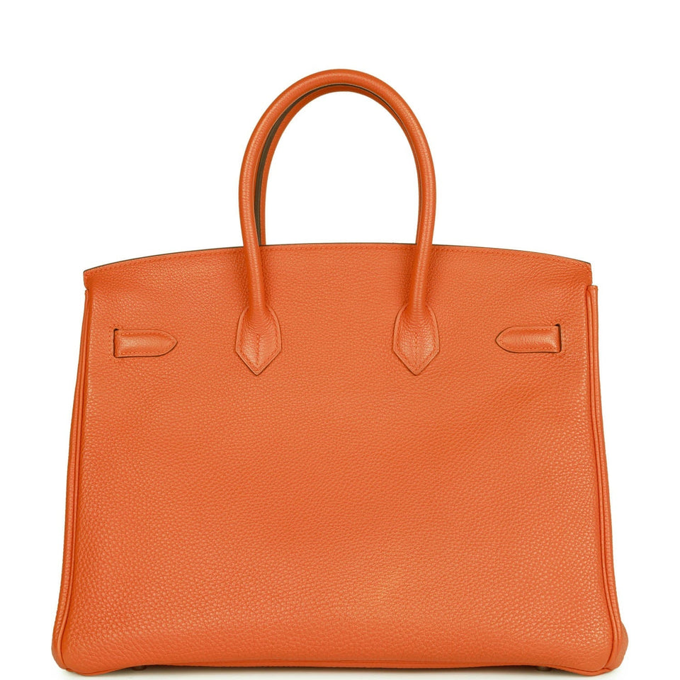 Hermes Birkin 35 Orange H Clemence Palladium Hardware -