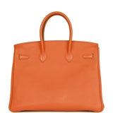 Hermes Birkin 35 Orange H Clemence Palladium Hardware -
