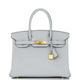Hermes Birkin 30 Bleu Pale Clemence Gold Hardware