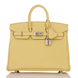 Hermes Birkin 25 Jaune Poussin Togo Palladium Hardware