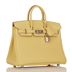 Hermes Birkin 25 Jaune Poussin Togo Palladium Hardware
