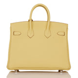 Hermes Birkin 25 Jaune Poussin Togo Palladium Hardware