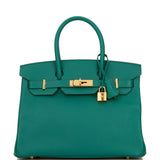 Hermes Birkin 30 Malachite Epsom Gold Hardware