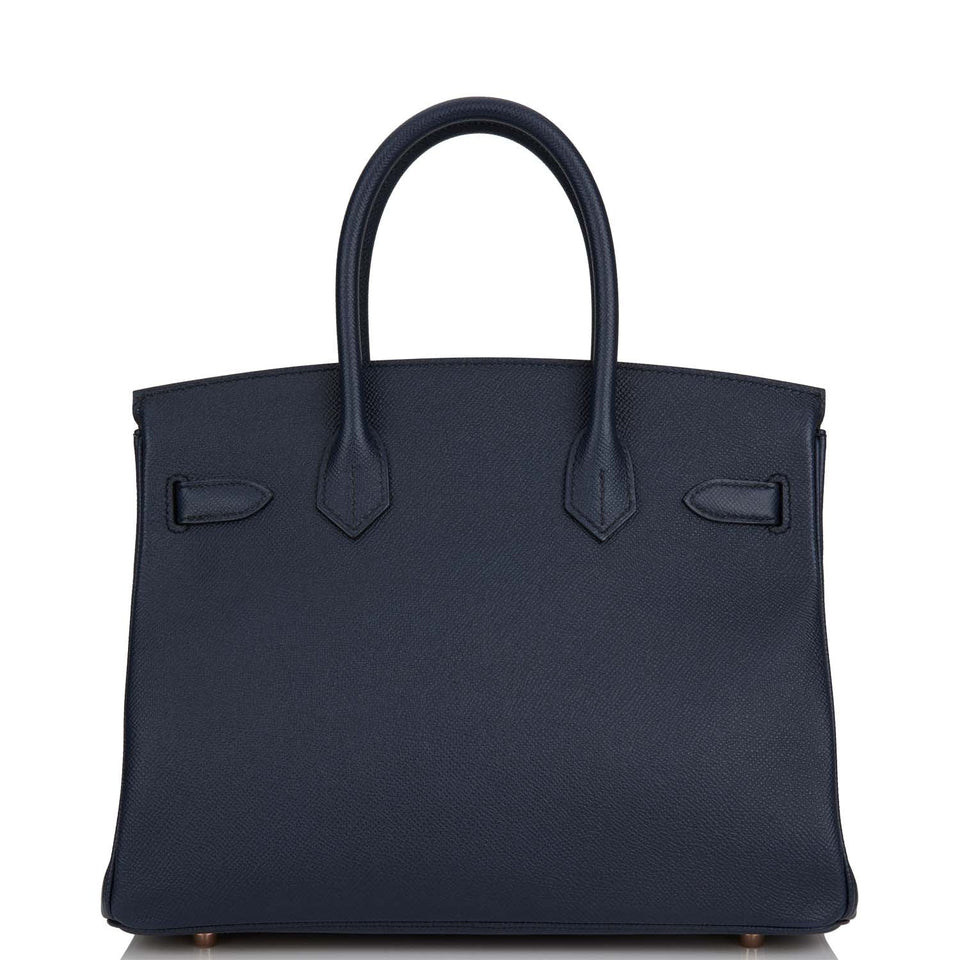Hermes Birkin 30 Bleu Indigo Epsom Rose Gold Hardware