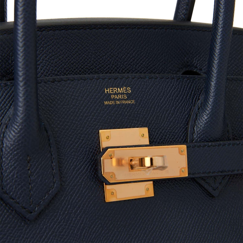 Hermes Birkin 30 Bleu Indigo Epsom Rose Gold Hardware