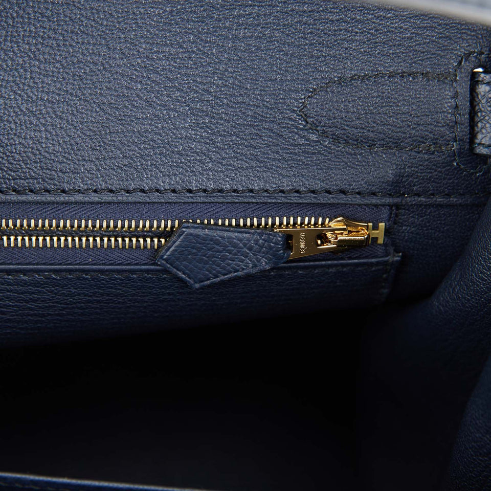 Hermes Birkin 30 Bleu Indigo Epsom Rose Gold Hardware