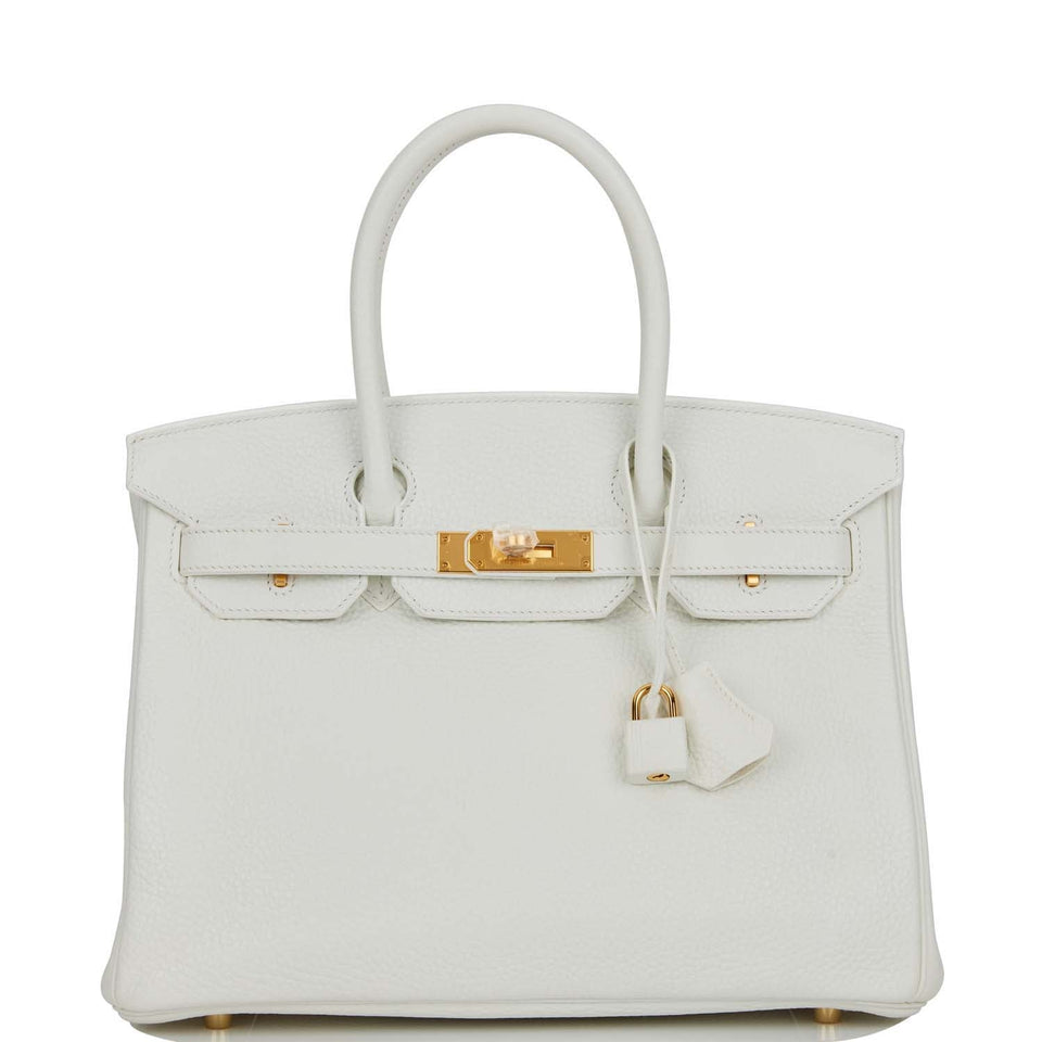 Hermes Birkin 30 White Clemence Gold Hardware
