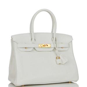 Hermes Birkin 30 White Clemence Gold Hardware