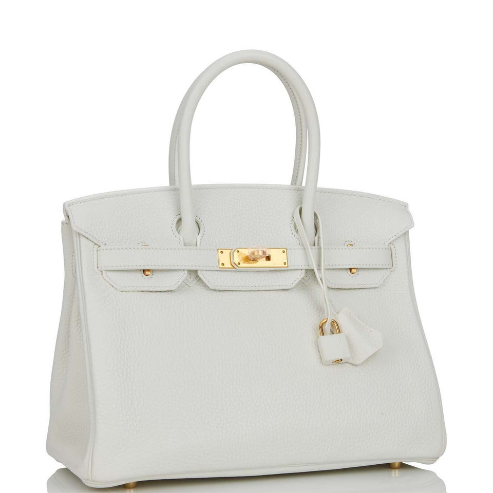 Hermes Birkin 30 White Clemence Gold Hardware