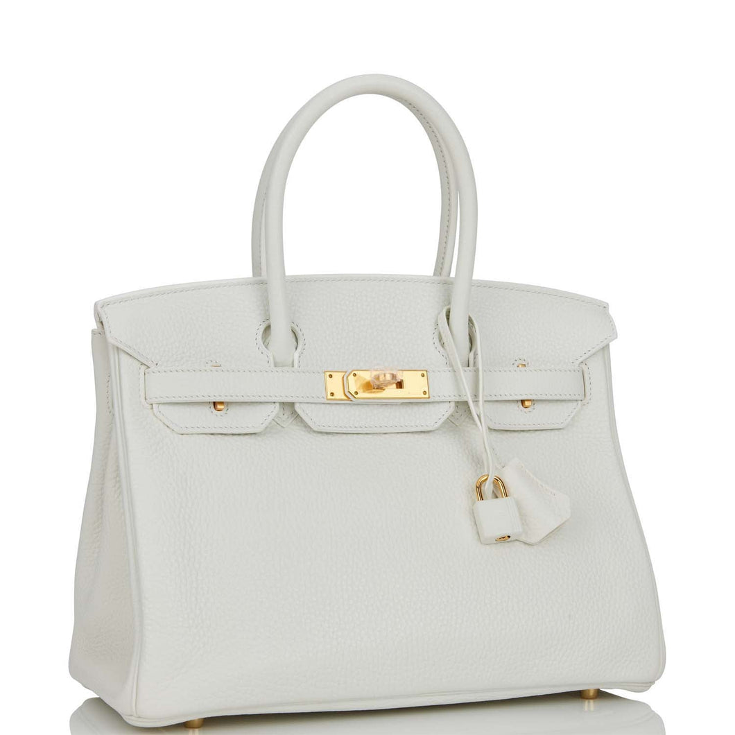 Hermes Birkin 30 White Clemence Gold Hardware