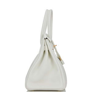 Hermes Birkin 30 White Clemence Gold Hardware