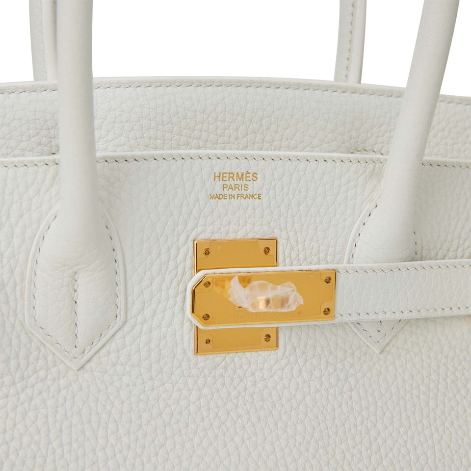 Hermes Birkin 30 White Clemence Gold Hardware