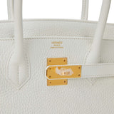 Hermes Birkin 30 White Clemence Gold Hardware