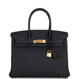 Hermes Birkin 30 Black Togo Gold Hardware