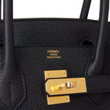 Hermes Birkin 30 Black Togo Gold Hardware
