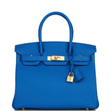 Hermes Birkin 30 Bleu France Togo Gold Hardware