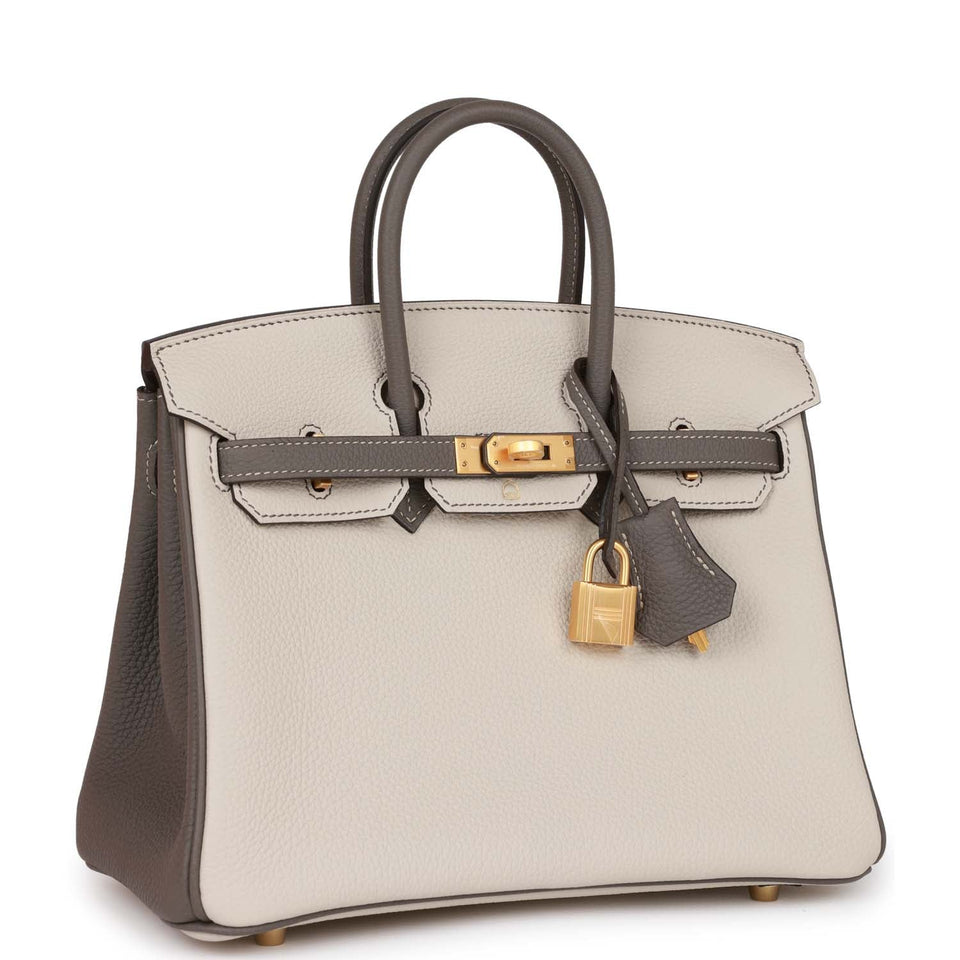 Hermes Special Order (HSS) Birkin 25 Beton and Etain Togo Brushed Gold Hardware