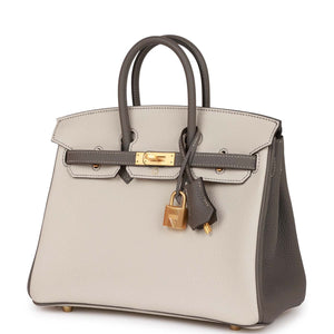 Hermes Special Order (HSS) Birkin 25 Beton and Etain Togo Brushed Gold Hardware