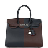 Hermes Casaque Birkin Sellier 30 Rouge Sellier and Bleu Indigo Epsom Palladium Hardware