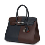 Hermes Casaque Birkin Sellier 30 Rouge Sellier and Bleu Indigo Epsom Palladium Hardware