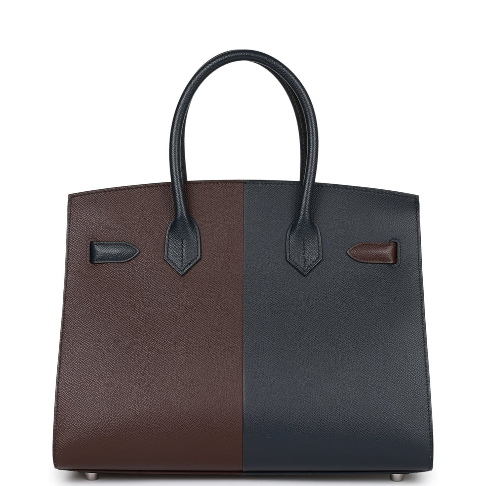 Hermes Casaque Birkin Sellier 30 Rouge Sellier and Bleu Indigo Epsom Palladium Hardware