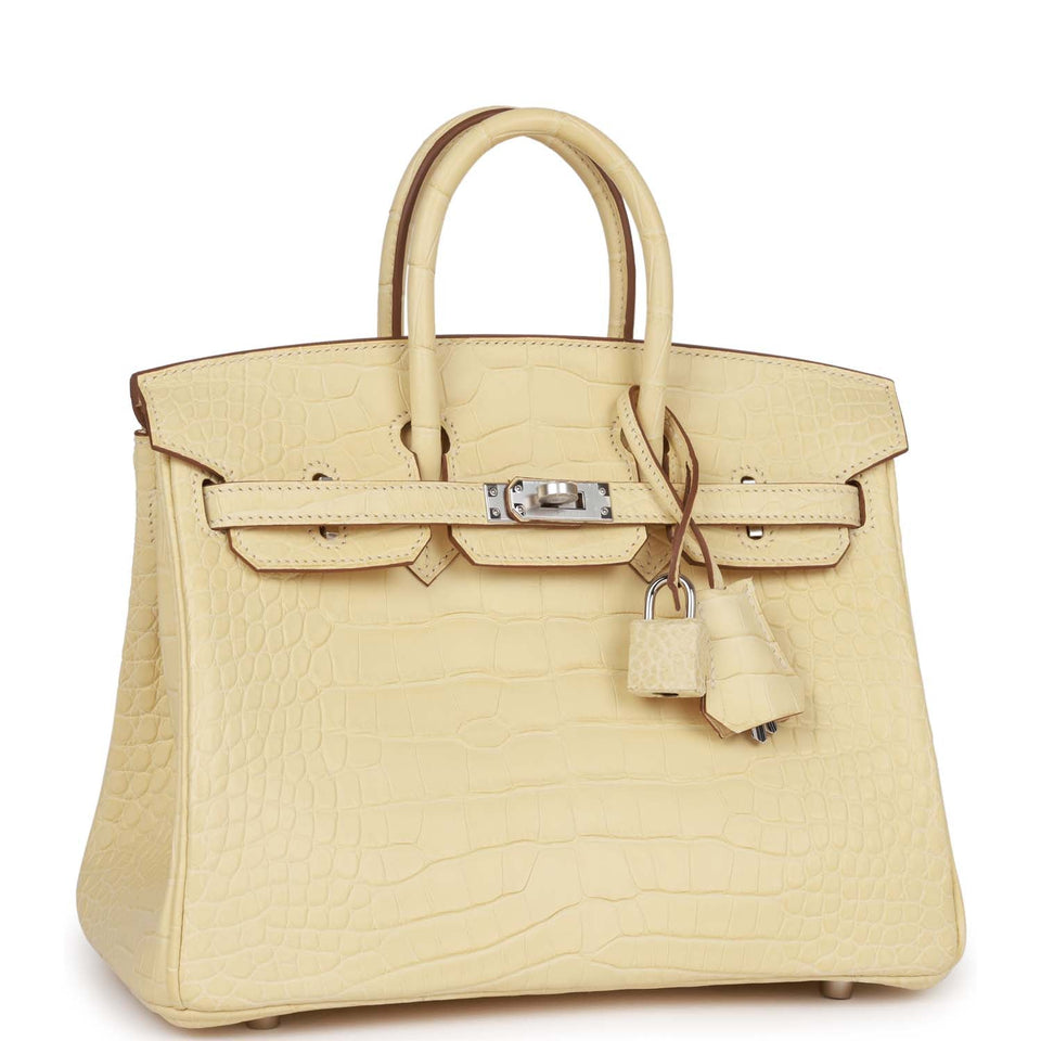 Hermes Birkin 25 Vanille Matte Alligator Palladium Hardware