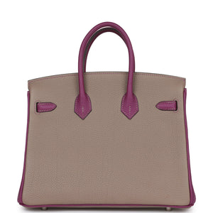 Hermes Special Order (HSS) Birkin 25 Gris Asphalte and Anenome Togo Brushed Palladium Hardware