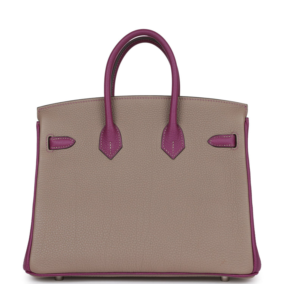 Hermes Special Order (HSS) Birkin 25 Gris Asphalte and Anenome Togo Brushed Palladium Hardware