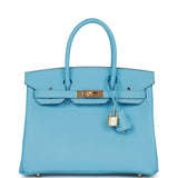 Hermes Birkin 30 Celeste Epsom Gold Hardware