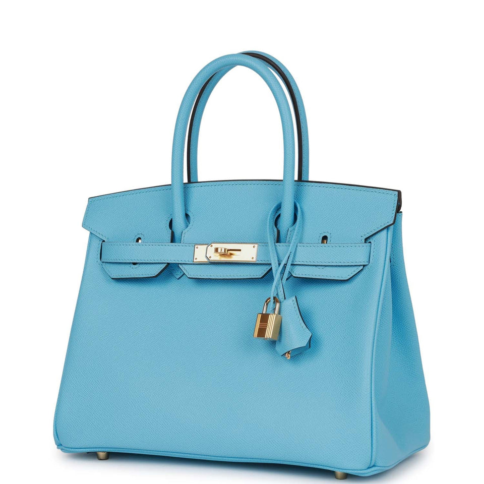 Hermes Birkin 30 Celeste Epsom Gold Hardware
