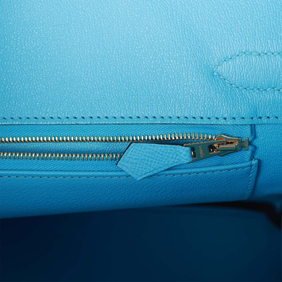 Hermes Birkin 30 Celeste Epsom Gold Hardware