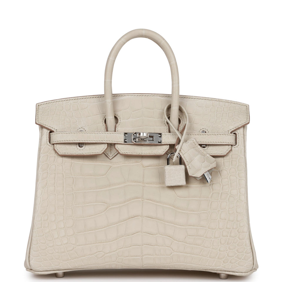 Hermes Birkin 25 Beton Matte Alligator Palladium Hardware