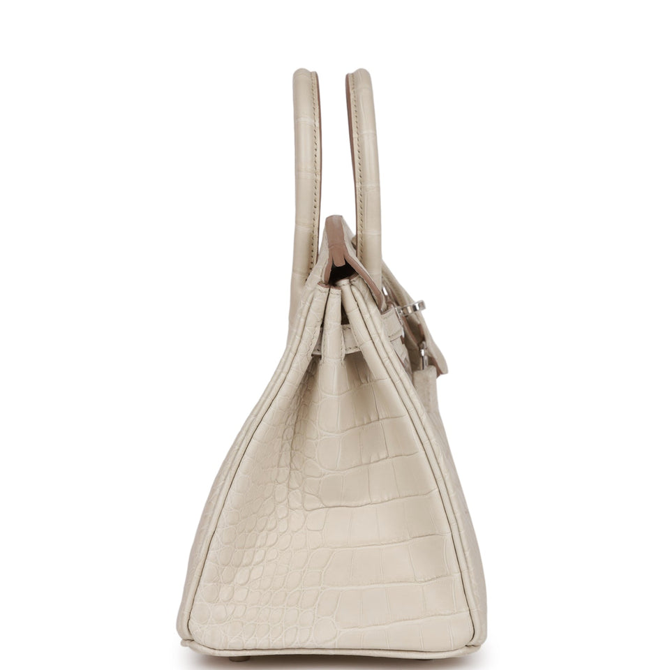 Hermes Birkin 25 Beton Matte Alligator Palladium Hardware