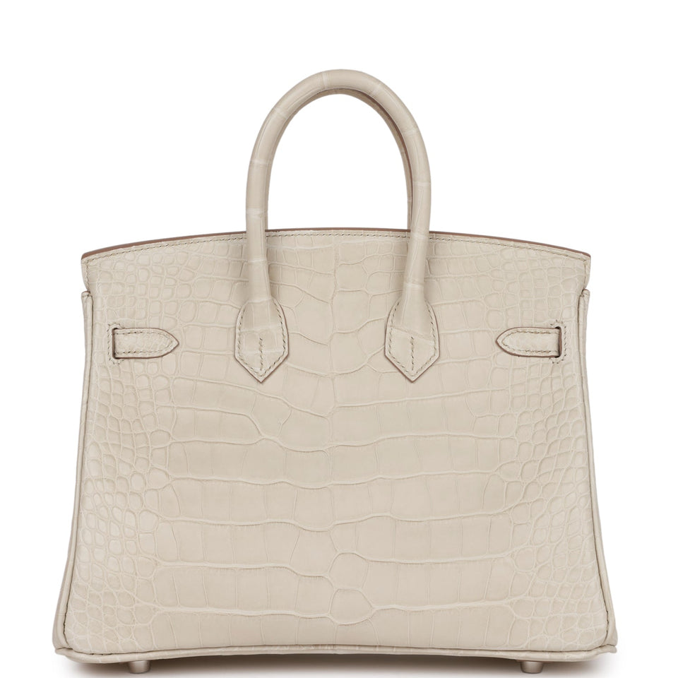 Hermes Birkin 25 Beton Matte Alligator Palladium Hardware
