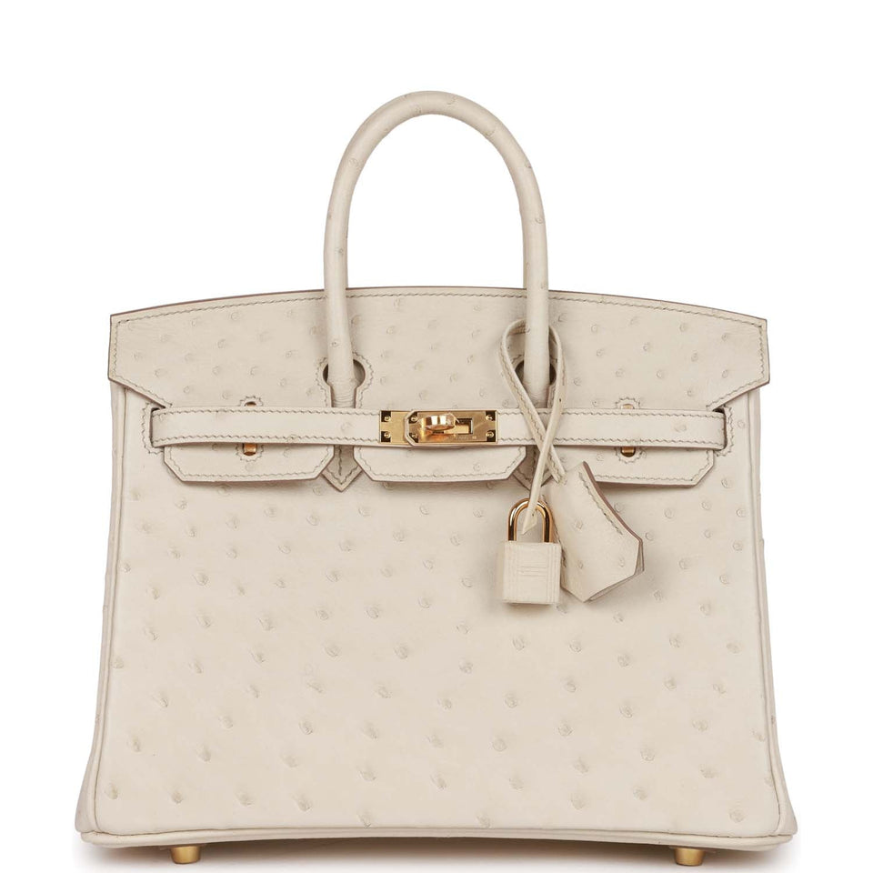 Hermes Birkin 25 Beton Ostrich Gold Hardware