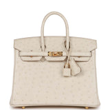 Hermes Birkin 25 Beton Ostrich Gold Hardware