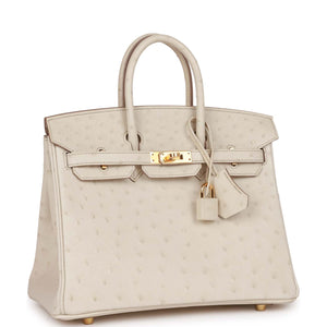 Hermes Birkin 25 Beton Ostrich Gold Hardware