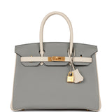 Hermes Special Order (HSS) Birkin 30 Gris Mouette and Craie Togo Brushed Gold Hardware