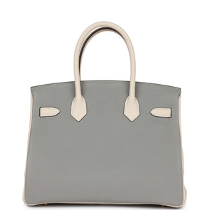 Hermes Special Order (HSS) Birkin 30 Gris Mouette and Craie Togo Brushed Gold Hardware