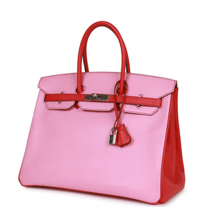 Hermes Special Order (HSS) Birkin 35 Bubblegum and Bougainvillea Epsom Palladium Hardware