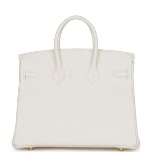 Hermes Special Order (HSS) Birkin 25 White Verso Clemence Permabrass Hardware