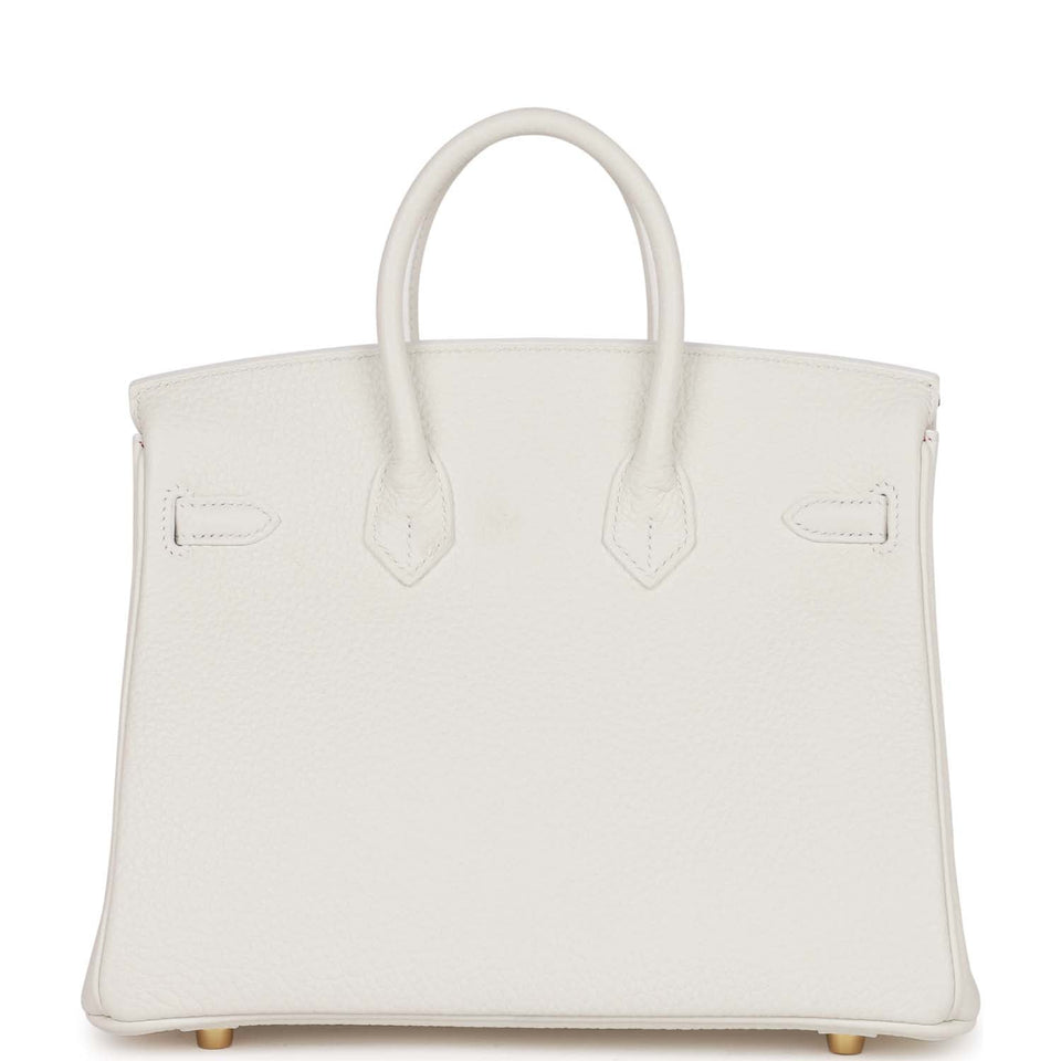 Hermes Special Order (HSS) Birkin 25 White Verso Clemence Permabrass Hardware