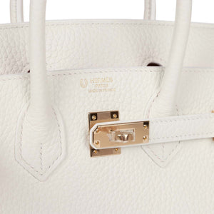 Hermes Special Order (HSS) Birkin 25 White Verso Clemence Permabrass Hardware