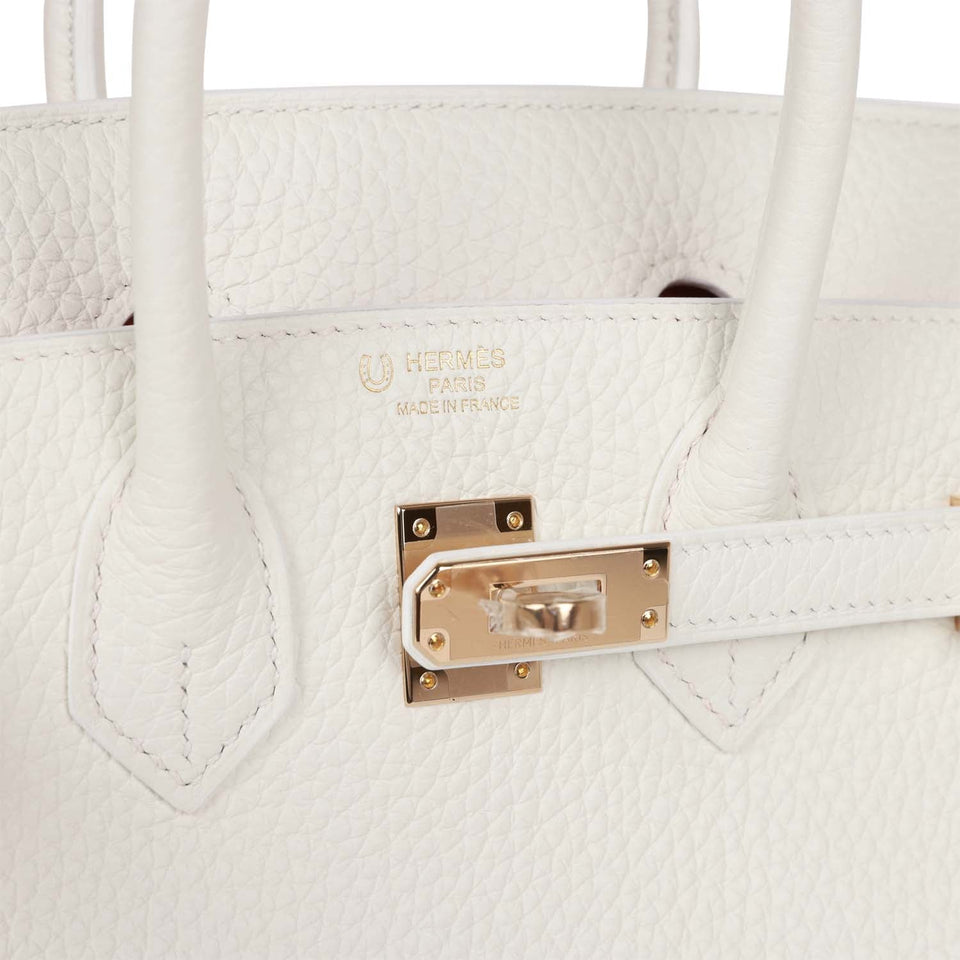 Hermes Special Order (HSS) Birkin 25 White Verso Clemence Permabrass Hardware