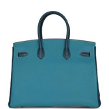 Hermes Special Order (HSS) Birkin 35 Tricolor Gris Tourterelle, Bleu Jean, and Bleu de Malte Clemence Palladium Hardware