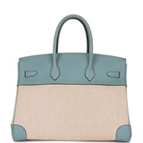 Hermes Birkin 35 Toile H and Ciel Clemence Palladium Hardware