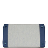 Hermes Birkin 35 Bleu Brighton Clemence and Toile H Ruthenium Hardware