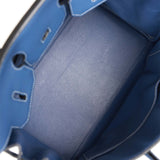 Hermes Birkin 35 Bleu Brighton Clemence and Toile H Ruthenium Hardware