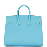 Hermes Birkin Sellier 25 Celeste Epsom Palladium Hardware