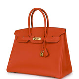 Hermes Special Order (HSS) Birkin 35 Feu Togo Gold Hardware